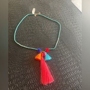 PANACEA 30" Long Turquoise Beaded Tassel & Stone Pendant Necklace -Multi Colors